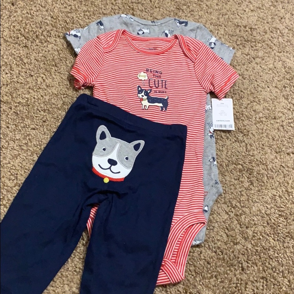 3 Piece Boys Set with Puppy Theme